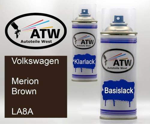 Volkswagen, Merion Brown, LA8A: 400ml Sprühdose + 400ml Klarlack - Set, von ATW Autoteile West.